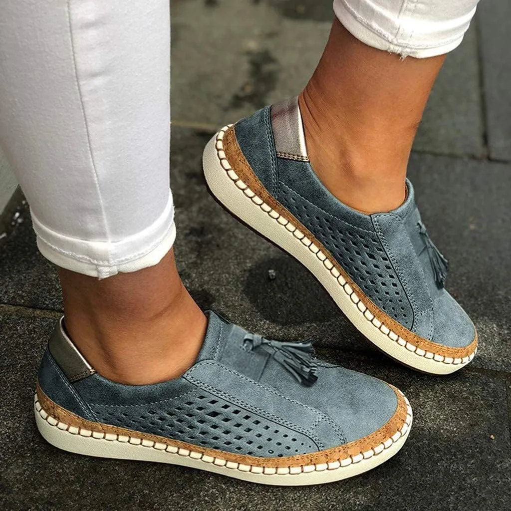 Womens Walking Shoes Comfortable Loafers Breathable Mesh Sneakers Comfort Wear Orthowear Shoes Slip On Tassel Loafers Canvas Comfy Sneakers Women Lightweight Going Out Flats Casual Footwear 2025