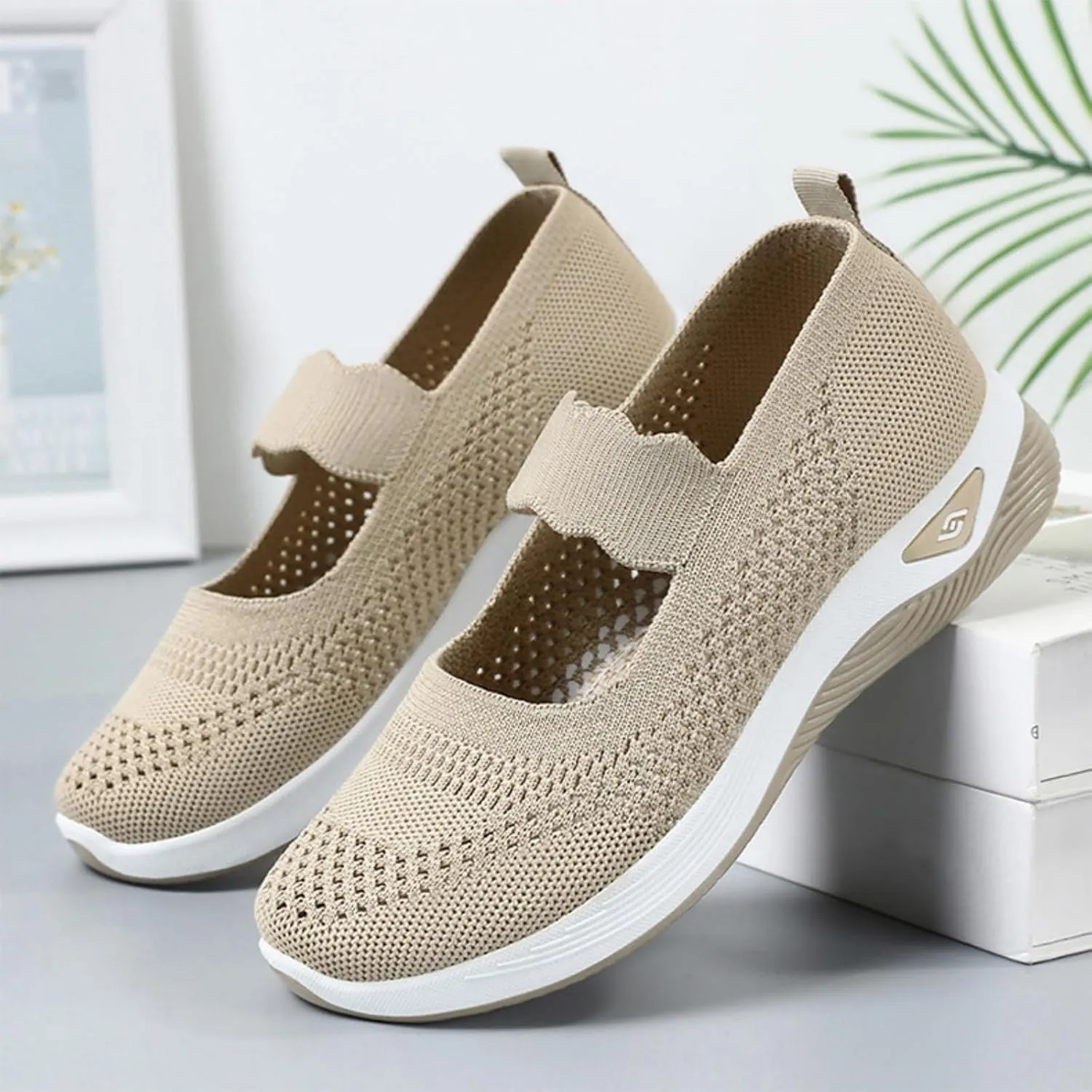 Womens Walking Shoes Lightweight Breathable Mesh Air Cushion Sneakers Casual Non-Slip Nurse Work Shoes Arch Support Comfortable