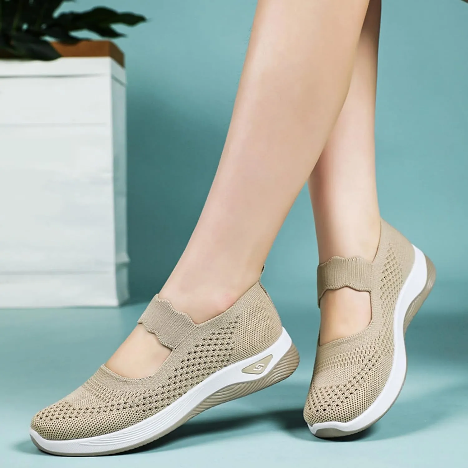 Womens Walking Shoes Lightweight Breathable Mesh Air Cushion Sneakers Casual Non-Slip Nurse Work Shoes Arch Support Comfortable