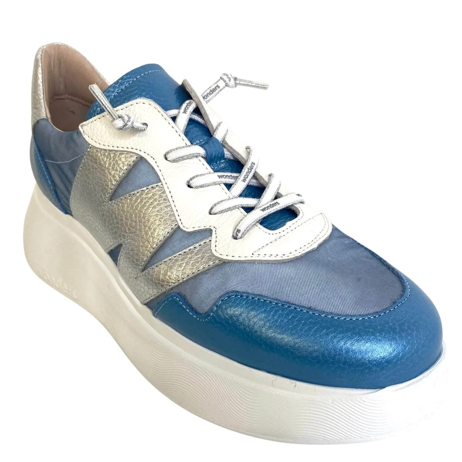 Wonders Two Tone Blue Leather Sneakers