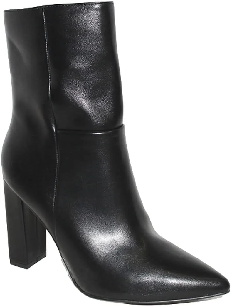 X2B Women's Pointed Toe Chunky High Heels Ankle Boots
