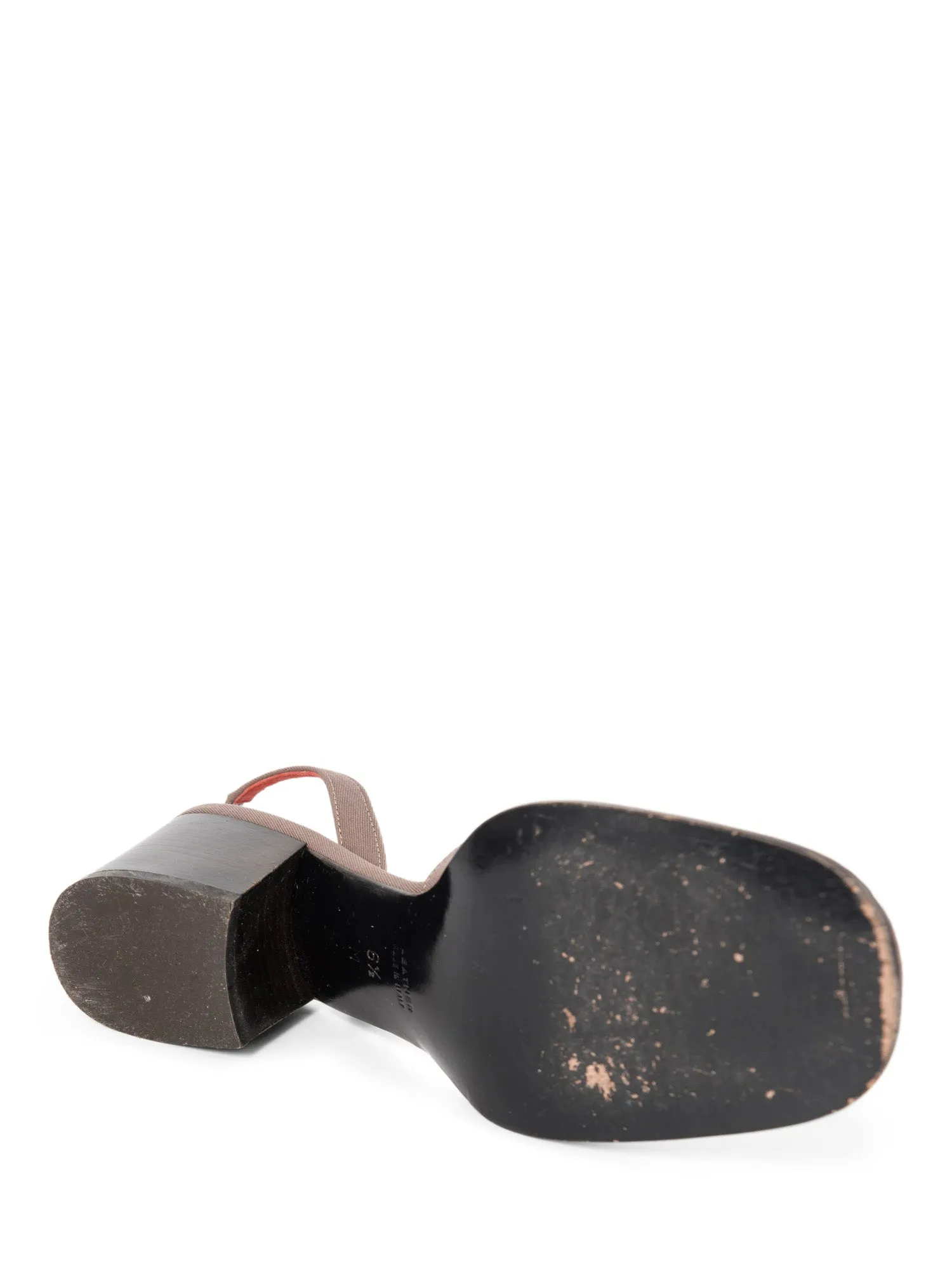 Yves Saint Laurent Slingback Block Heel Shoes Taupe