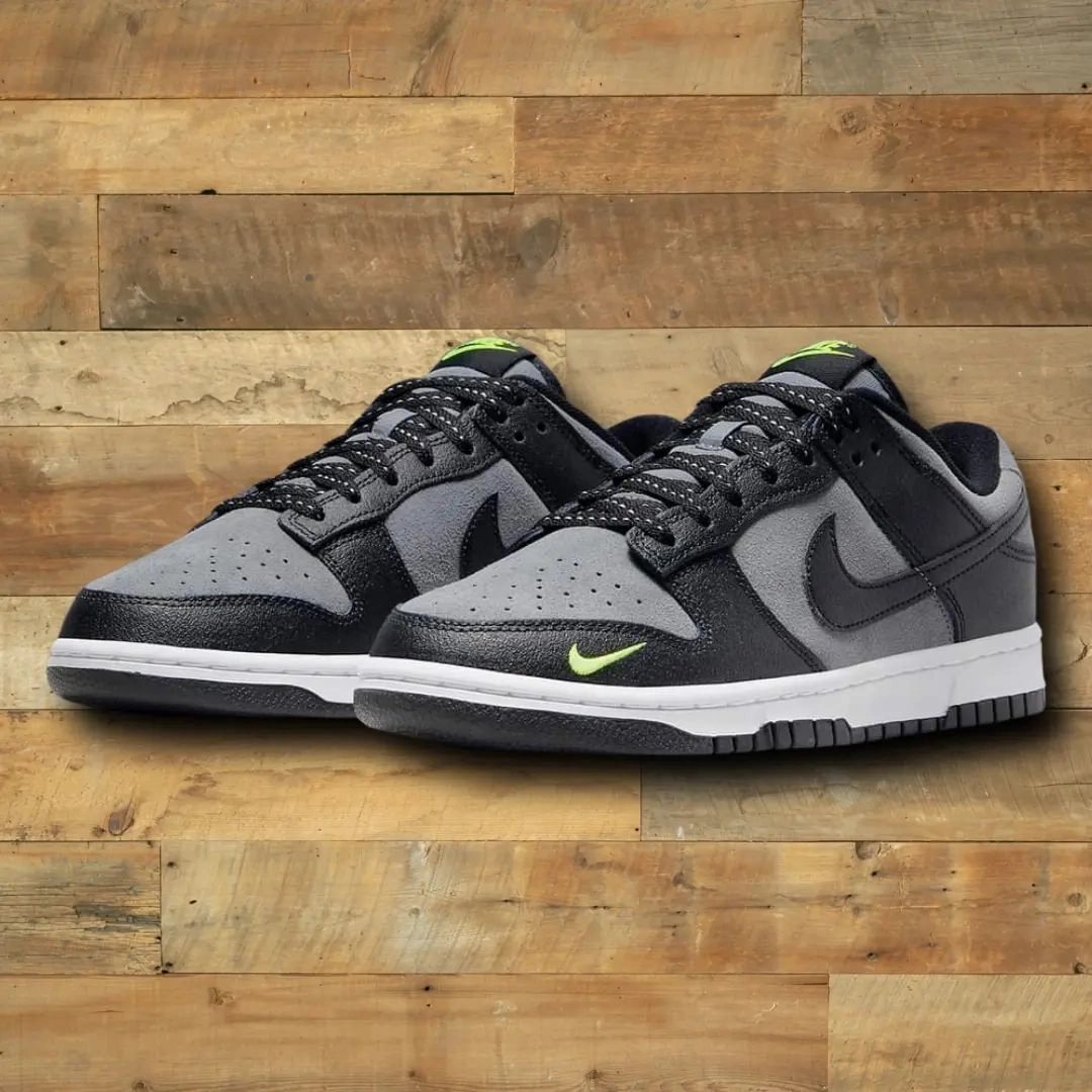 heavy - duty running shoes Adult runner Nike Dunk low Black Grey Ne??n